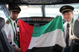 Etihad Airwaysâ€™ â€œFlying the Flagâ€ flight over the seven emirates, for the 40th anniversary of 